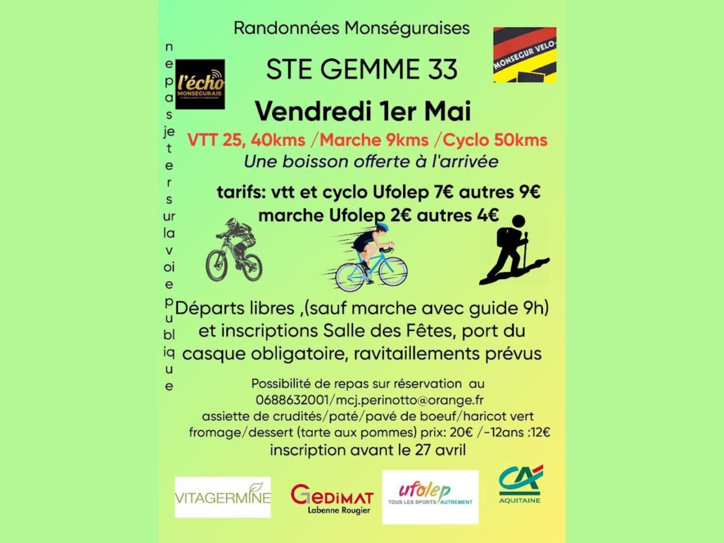 Randonnée monséguraise Salle des fetes Sainte-Gemme