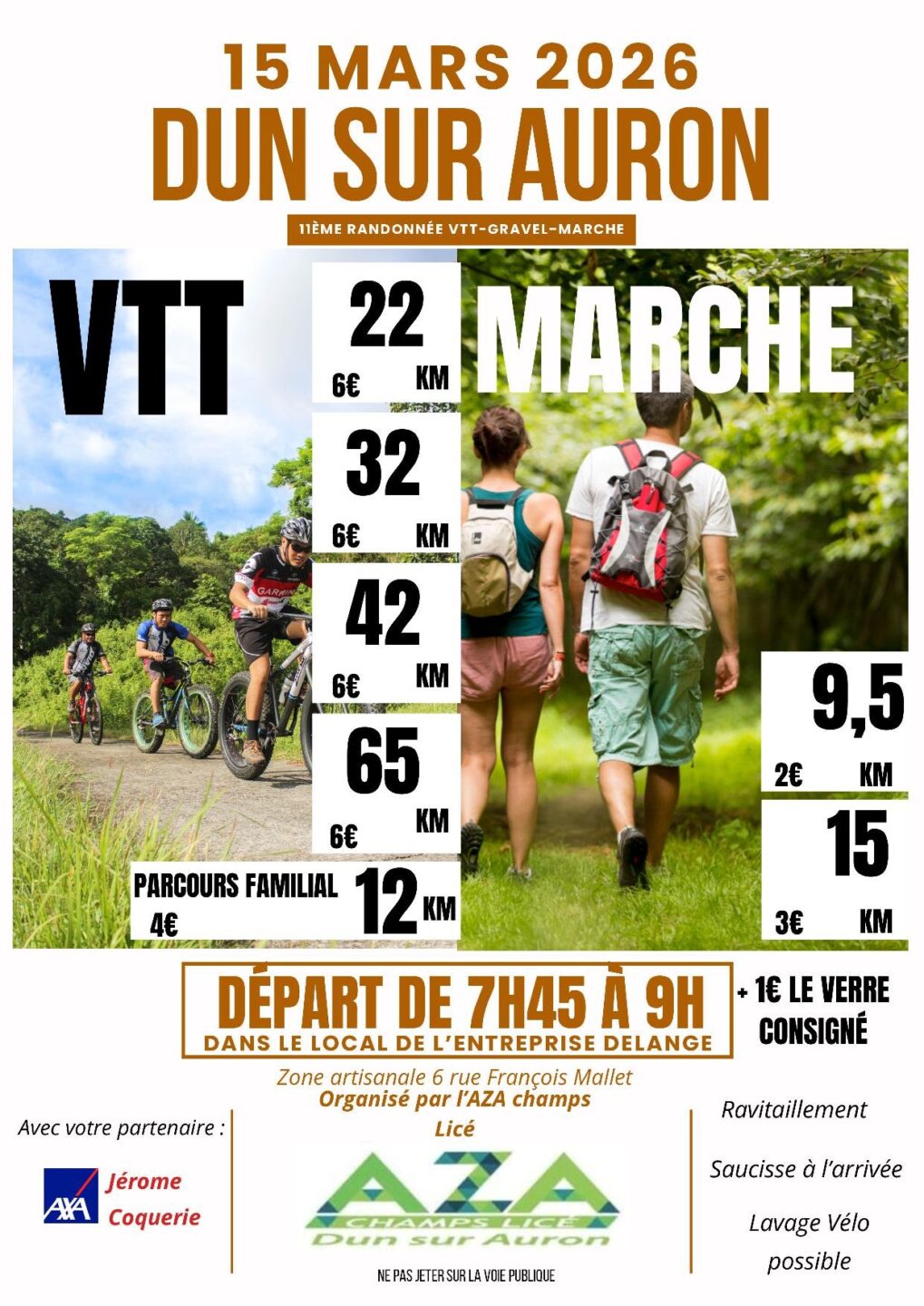 Randonnée VTT Gravel pédestre organisée par l'AZA du Champ de Licé