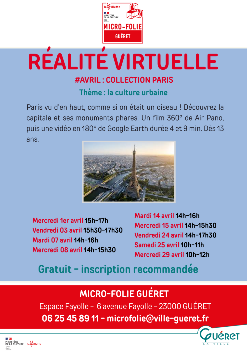 Réalité Virtuelle Paris 6 Avenue Fayolle Guéret 2026-04-08