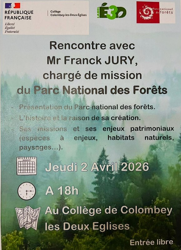 Rencontre sur le Parc National des Forêts Collège de Colombey les Deux Eglises Colombey les Deux Églises 2026-04-02