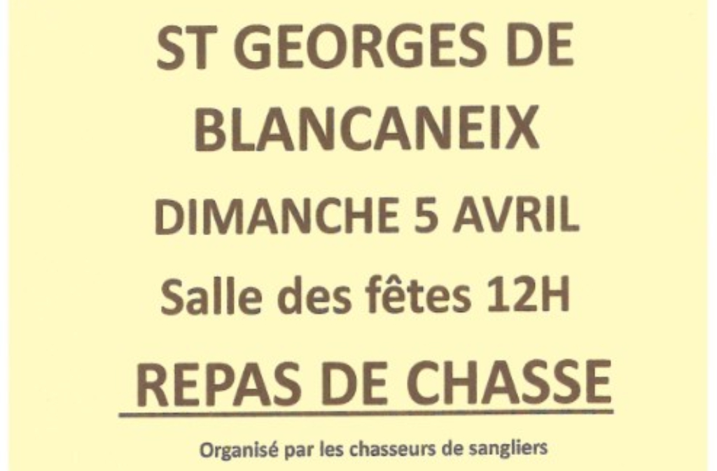 Repas de chasse Salle des fêtes Saint-Georges-Blancaneix 2026-04-05