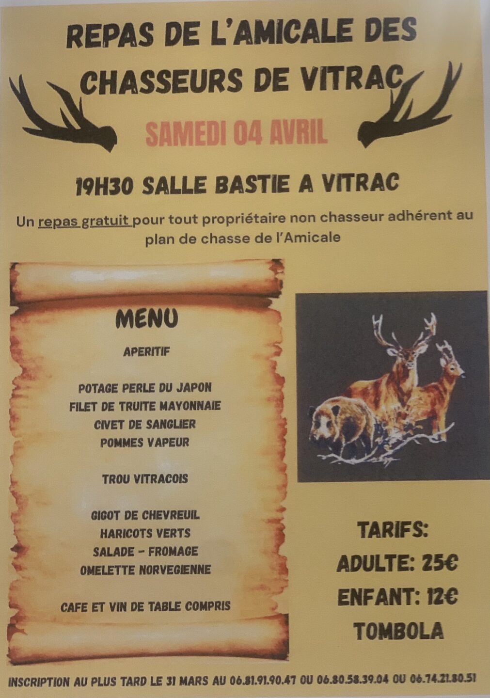 Repas de Chasse Le Bastie Vitrac 2026-04-04