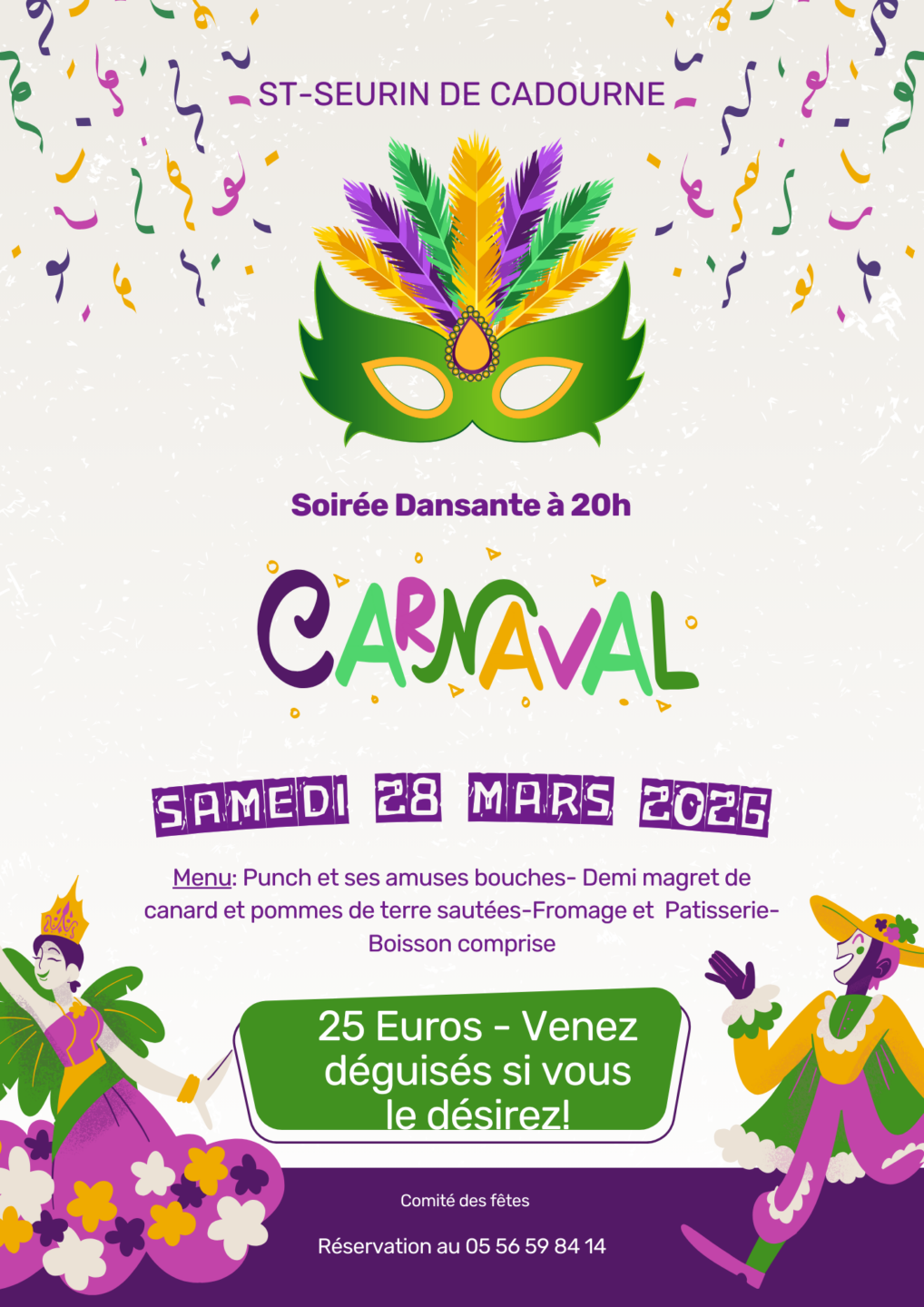 Repas du carnaval Saint-Seurin-de-Cadourne 2026-03-28 Repas du carnaval