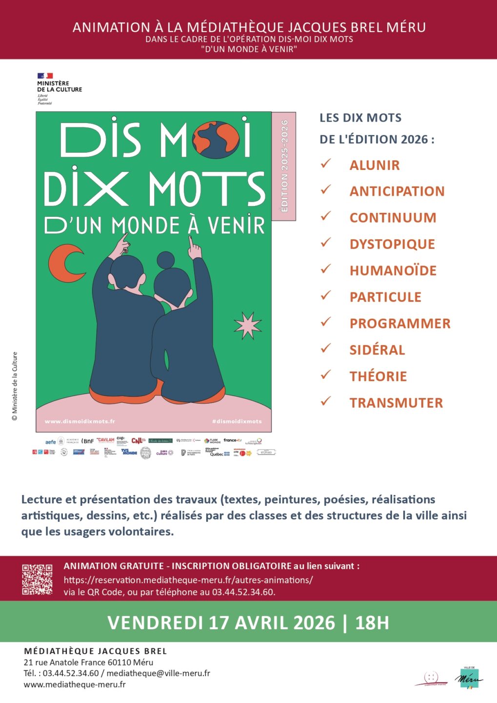 Restitution Dis-moi dix mots... d'un monde à venir 21 rue Anatole France Méru 2026-04-17