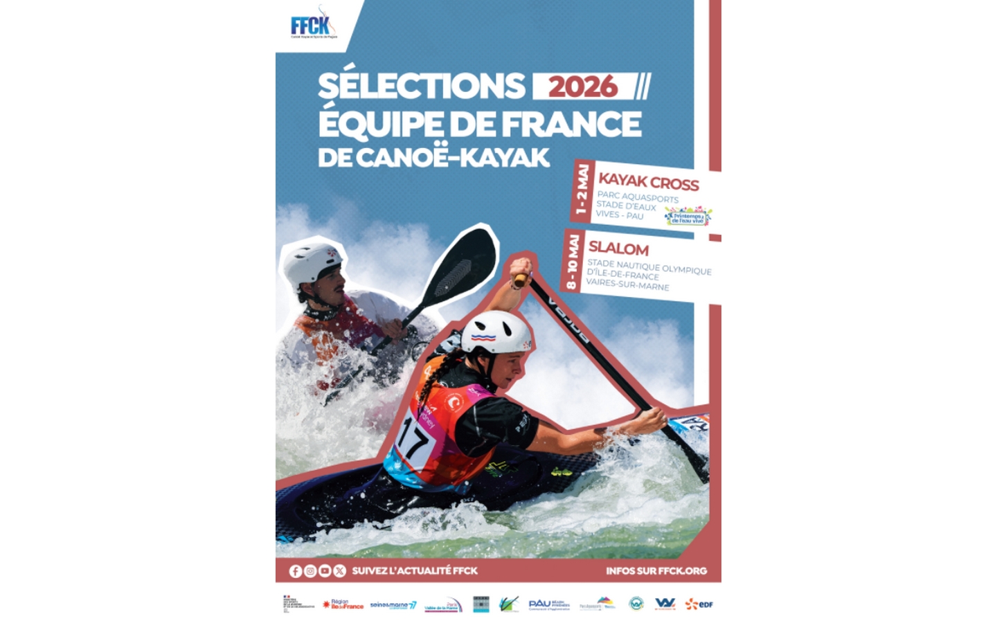 Sélection équipe de France de kayak cross Parc Aquasports Bizanos 2026-05-01
