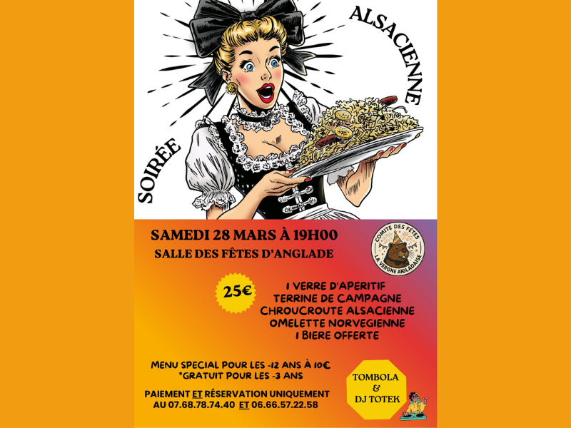 Soirée Alsacienne à Anglade 1 Place des Platanes Anglade 2026-03-28
