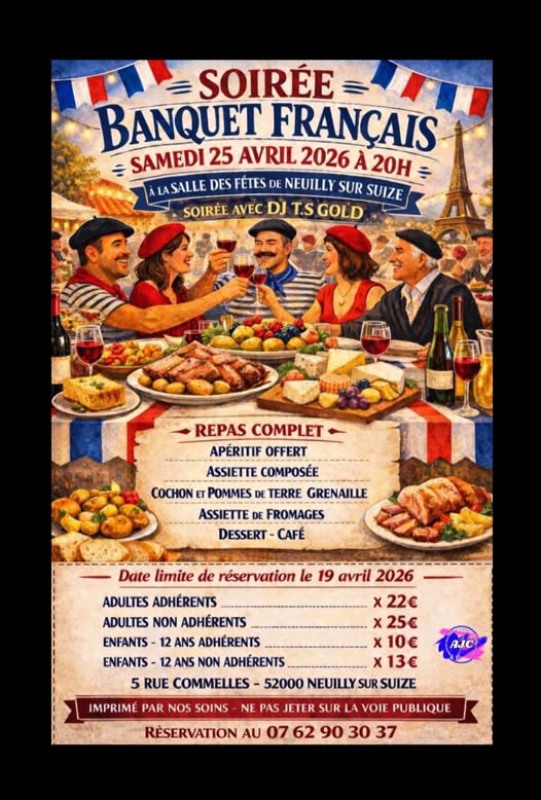 Soirée banquet français Salle des fêtes de Neuilly-sur-Suize Neuilly-sur-Suize 2026-04-25