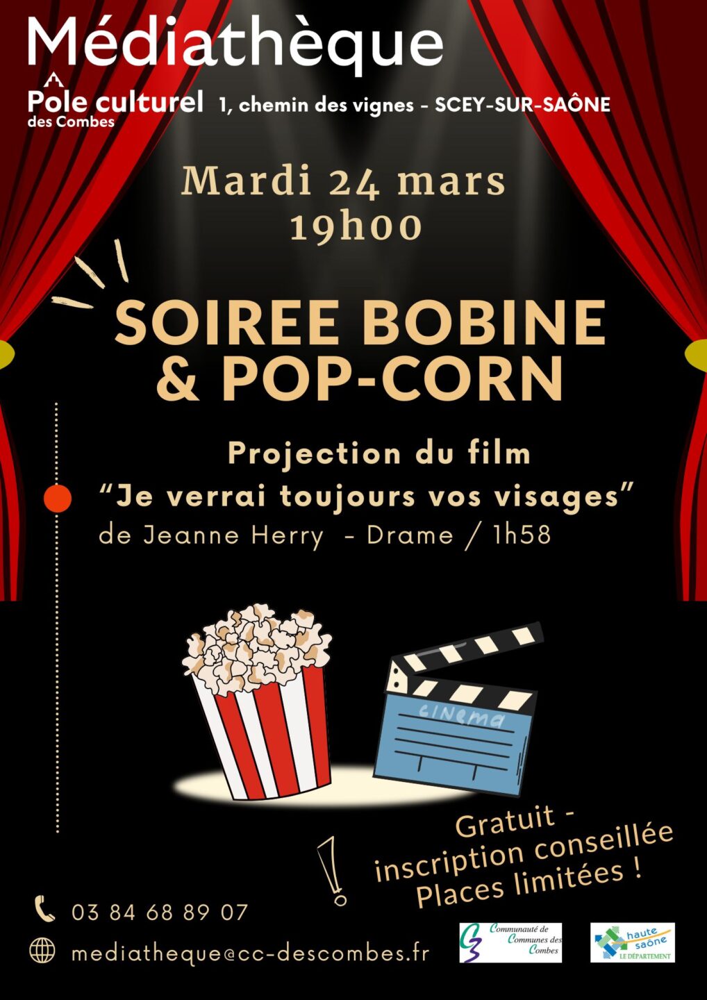 Soirée Bobine et Pop Corn 1 chemin des Vignes Scey-sur-Saône-et-Saint-Albin 2026-03-24