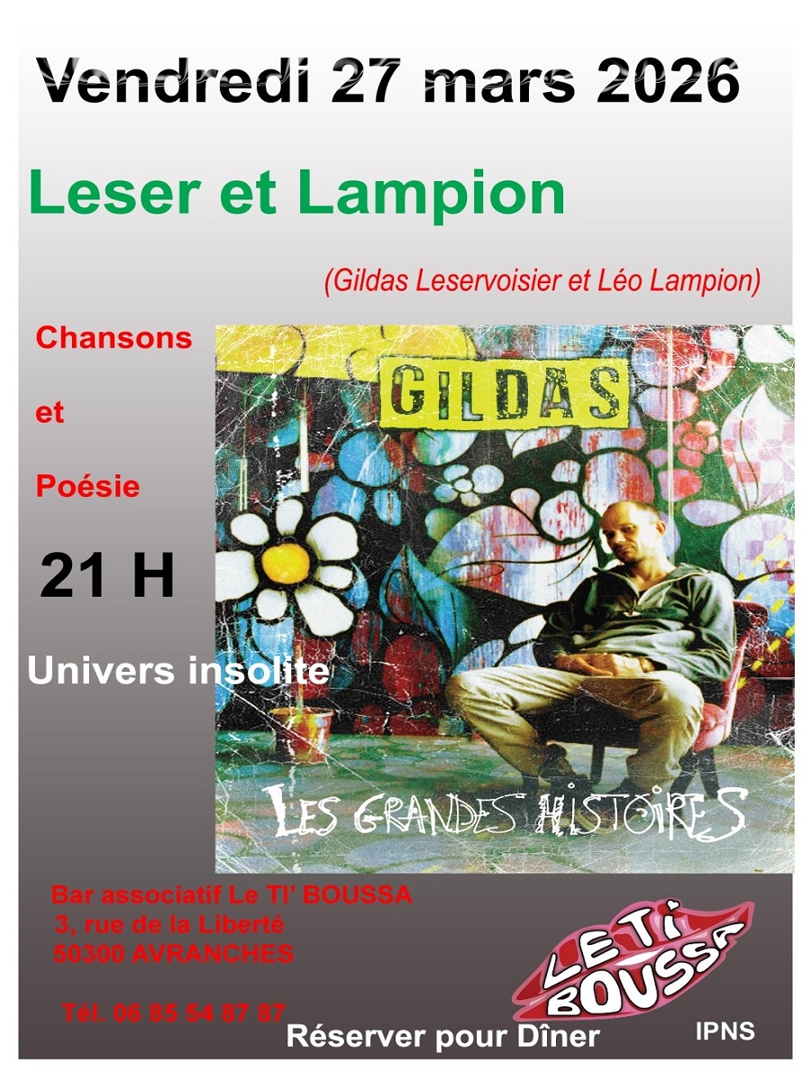 Soirée chansons et poésie Leser et Lampion 3 rue de la liberté Avranches 2026-03-27