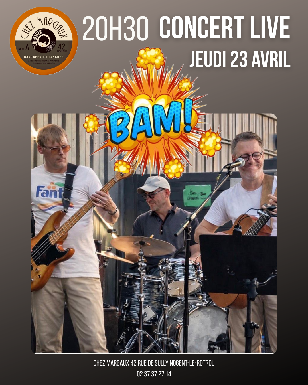 Soirée concert chez Margaux avec BAM  Nogent-le-Rotrou