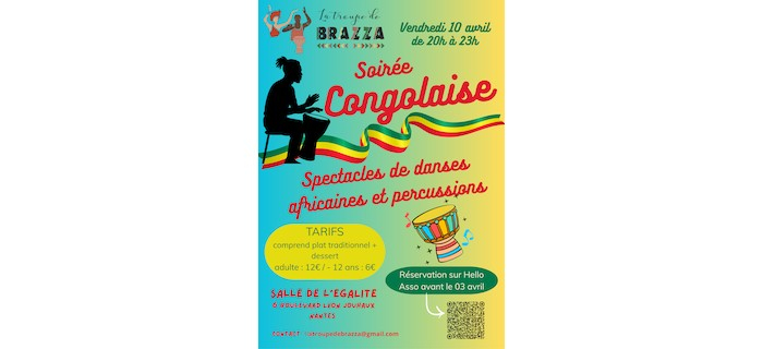 Soirée Congolaise par la Troupe de Brazza Nantes Salle de l'Egalité