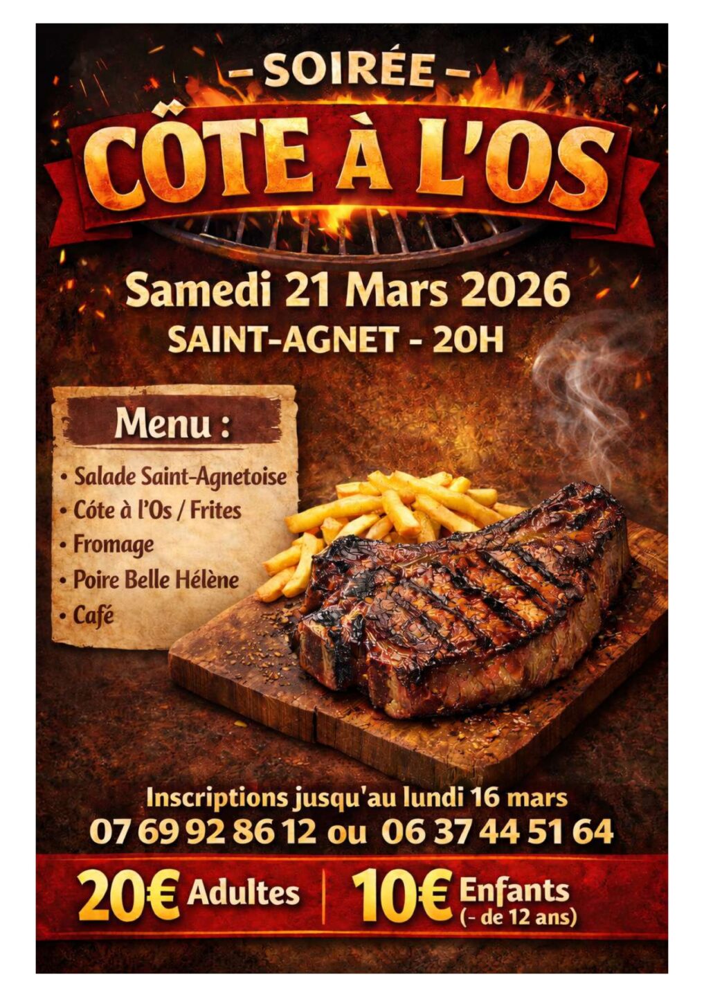 Soirée côte à l'os à Saint Agnet Foyer Communal Saint-Agnet 2026-03-21