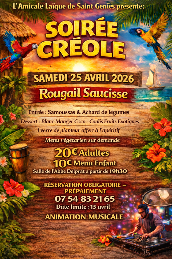 Soirée créole Saint-Geniès Salle de l'Abbe Delprat Saint-Geniès 2026-04-25