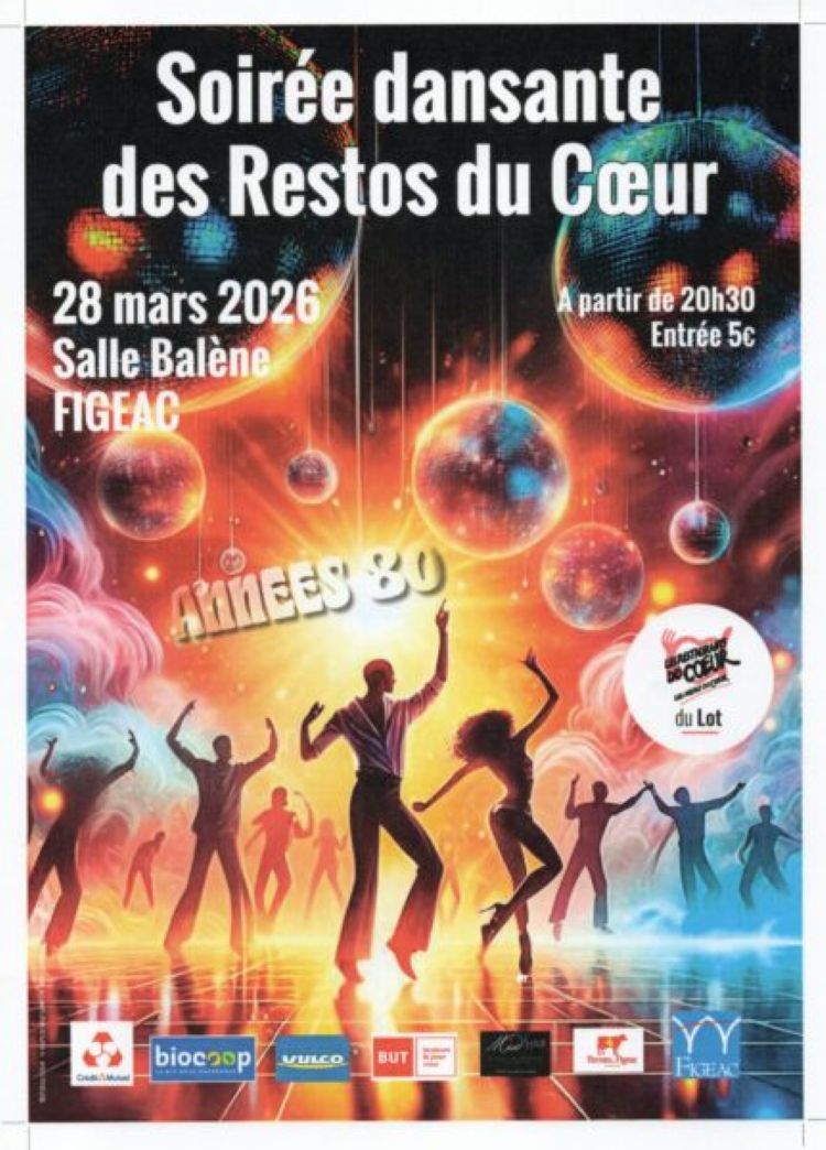 Soirée dansante des Restos du Coeur à Figeac salle balène