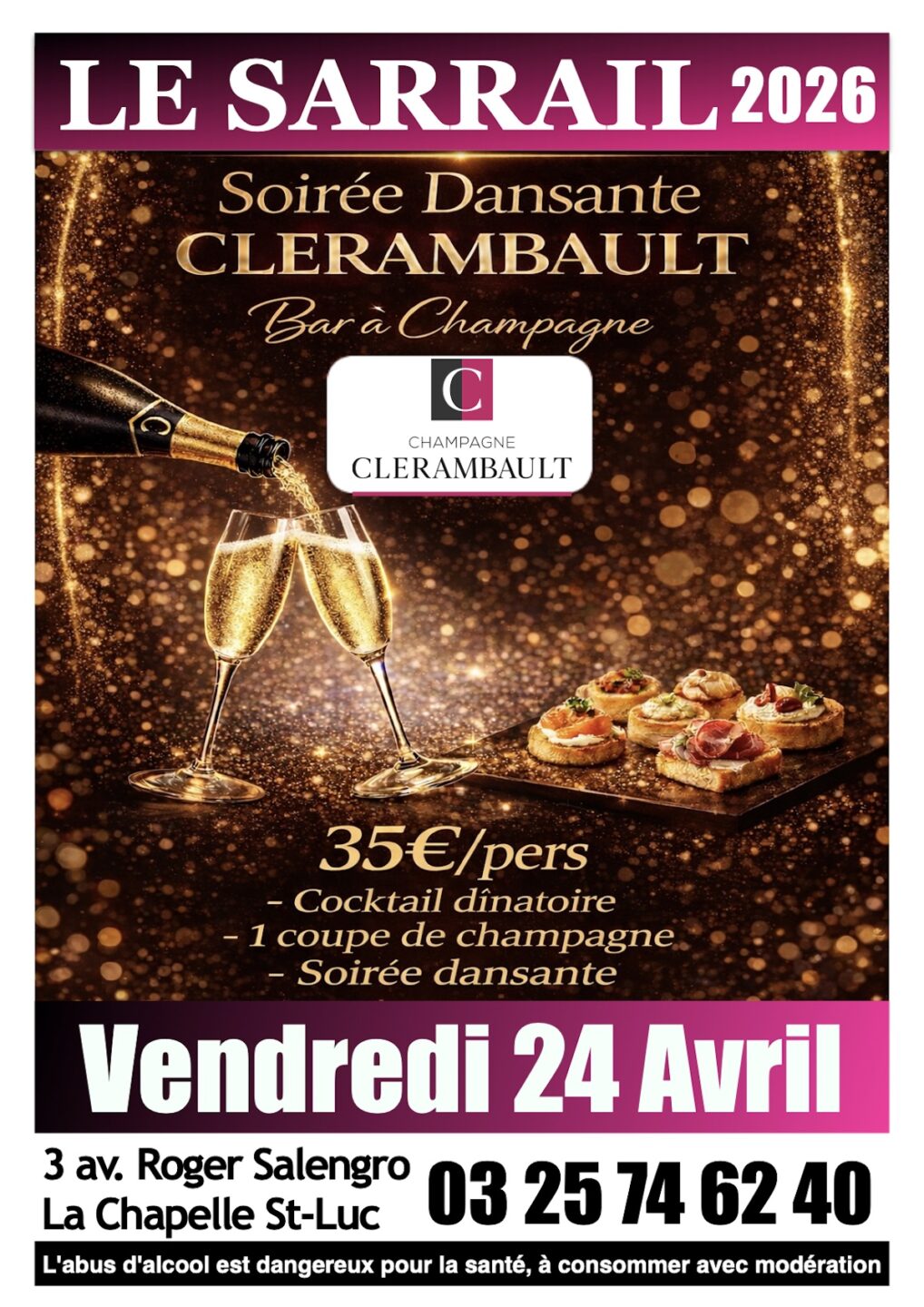 Soirée Dansante spéciale Champagne Clérambault Le Sarrail La Chapelle-Saint-Luc 2026-04-24