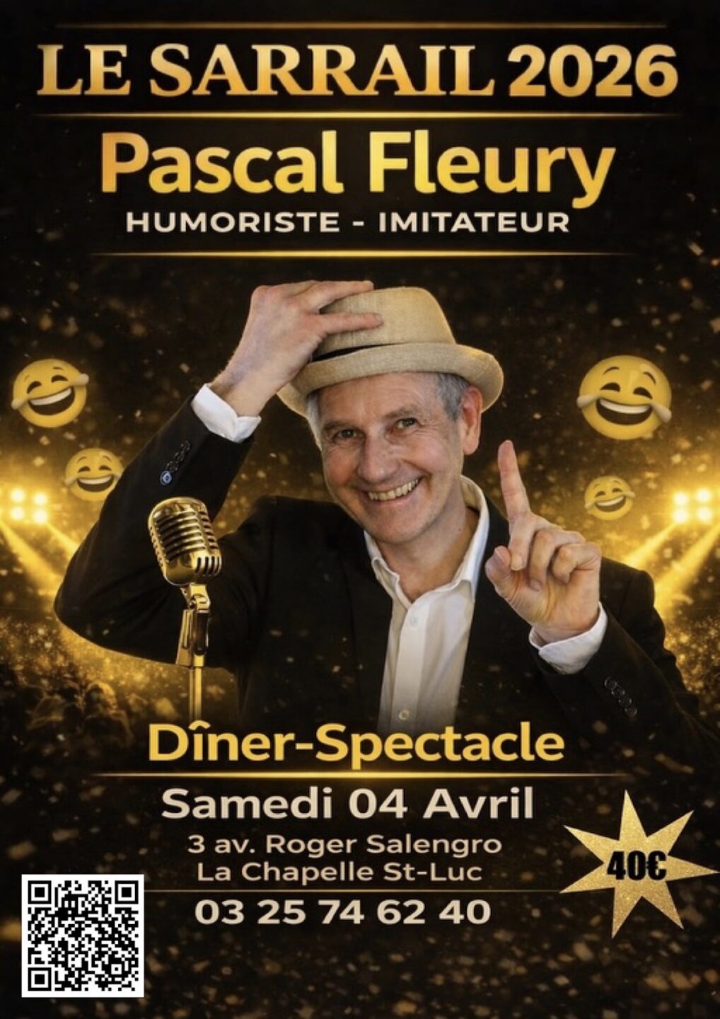 Soirée dîner-spectacle avec Pascal Fleury Le Sarrail La Chapelle-Saint-Luc 2026-04-04