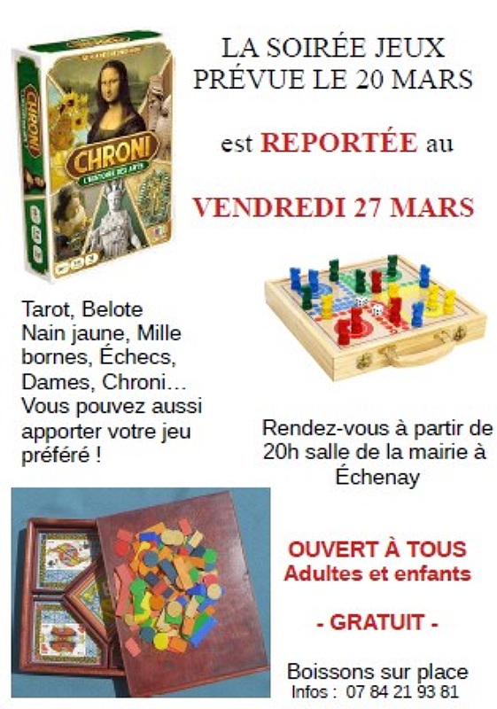 Soirée jeux de société Maire de Echenay Échenay 2026-03-27