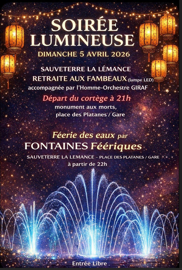 Soirée lumineuse Place des Platanes Sauveterre-la-Lémance 2026-04-05