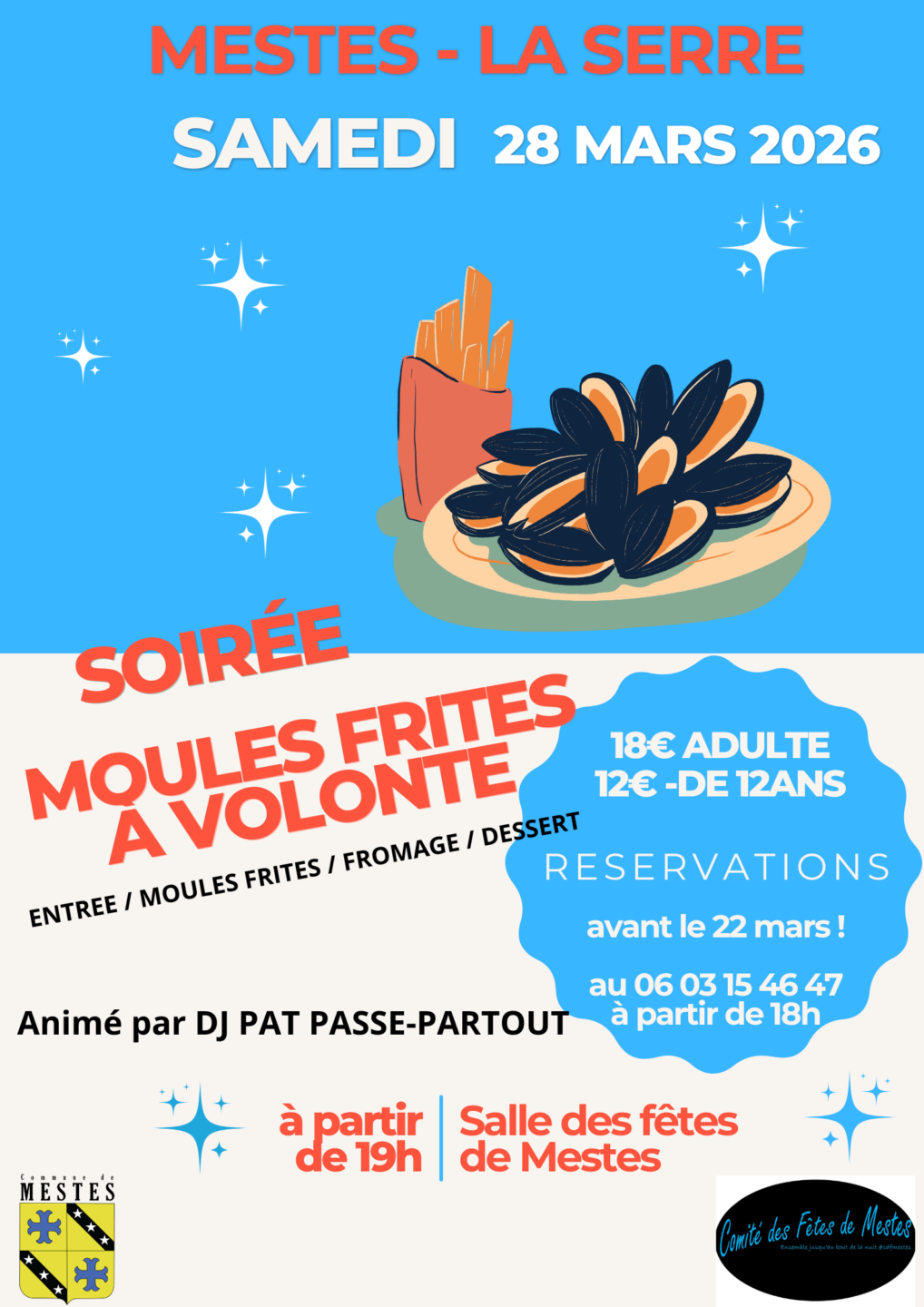 Soirée moules frites La Serre Mestes 2026-03-28