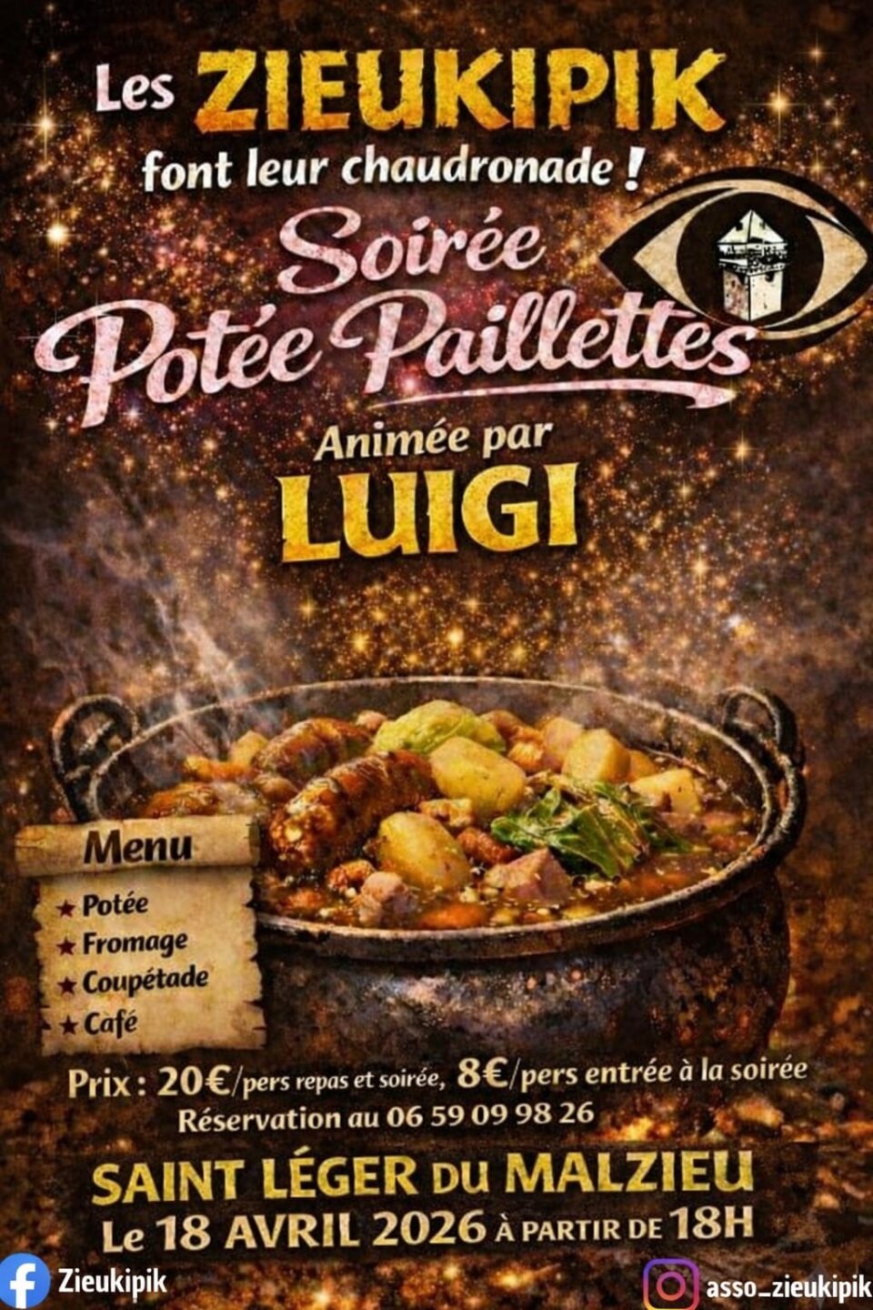 SOIREE POTÉE PAILLETTES  Saint-Léger-du-Malzieu 2026-04-18