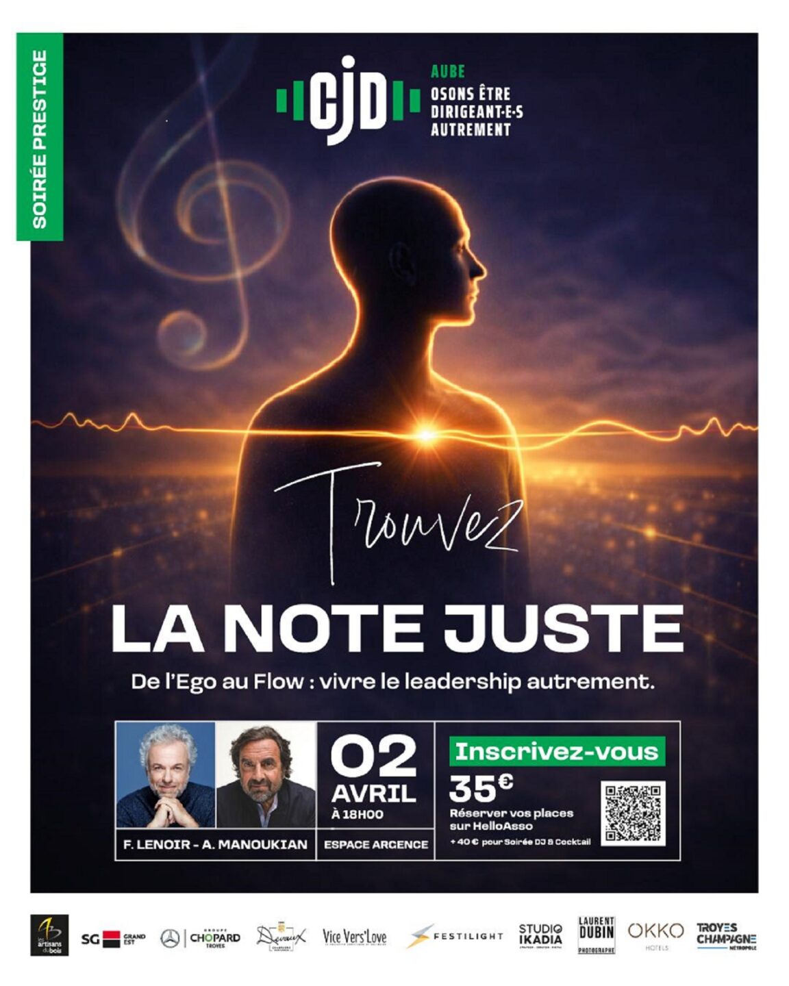 Soirée Prestige CJD Trouver la note juste De l'Ego au Flow vivre le leader autrement Espace Argence Troyes 2026-04-02