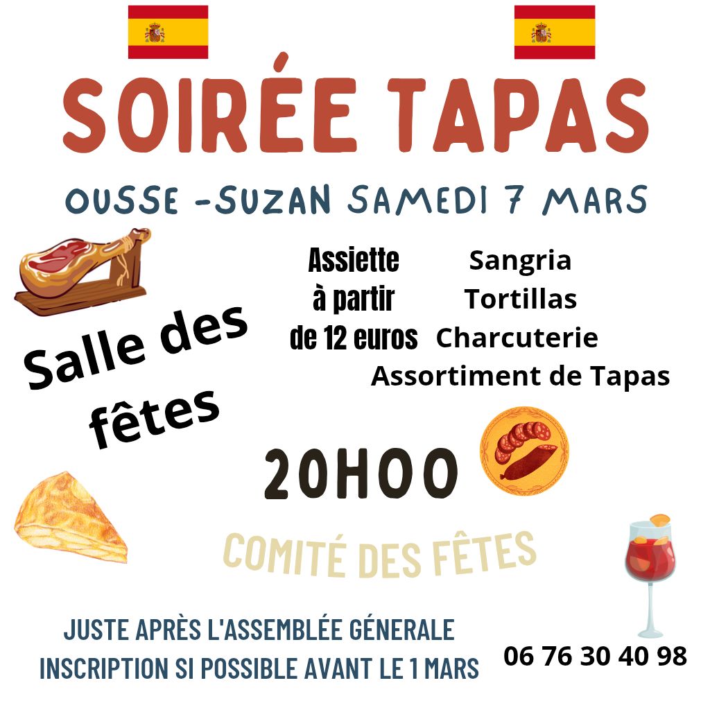 Soirée Tapas Comité des fêtes d'Ousse Suzan