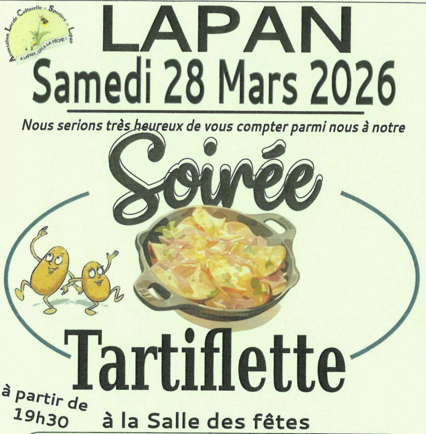 Soirée tartiflette 13 Chemin de la Fontenille Lapan 2026-03-28