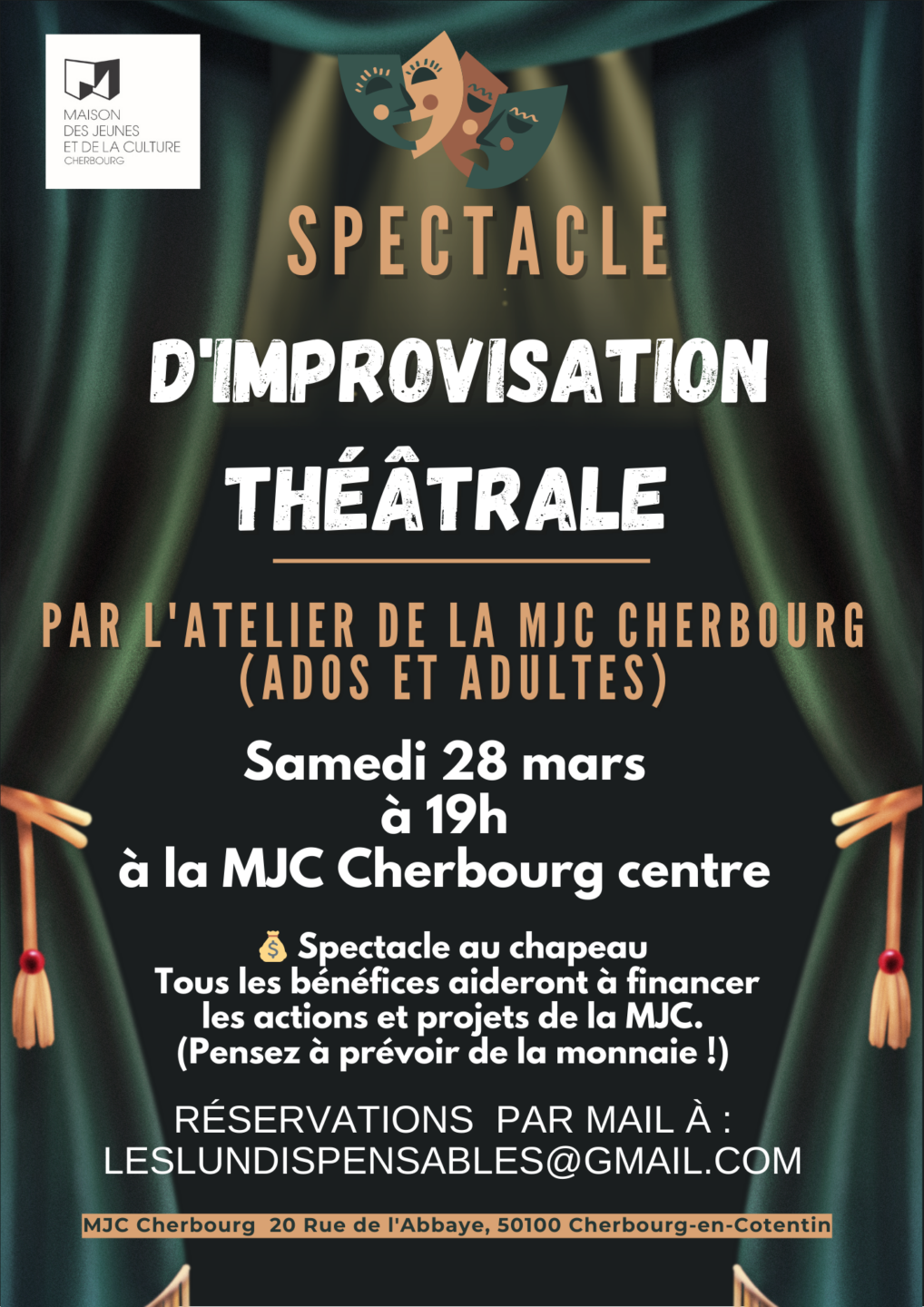 Spectacle d'Improvisation théâtrale 20 rue de l'Abbaye Cherbourg-en-Cotentin 2026-03-28
