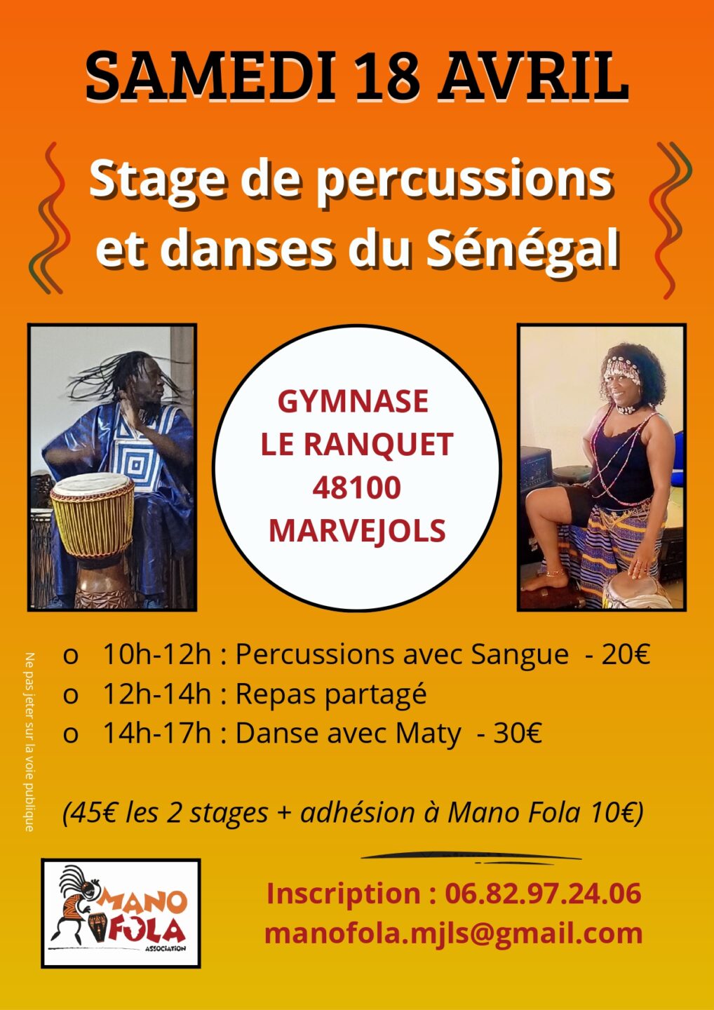 STAGE DE DANSE ET PERCUSSIONS DU SÉNÉGAL Gymnase du Ranquet Marvejols 2026-04-18