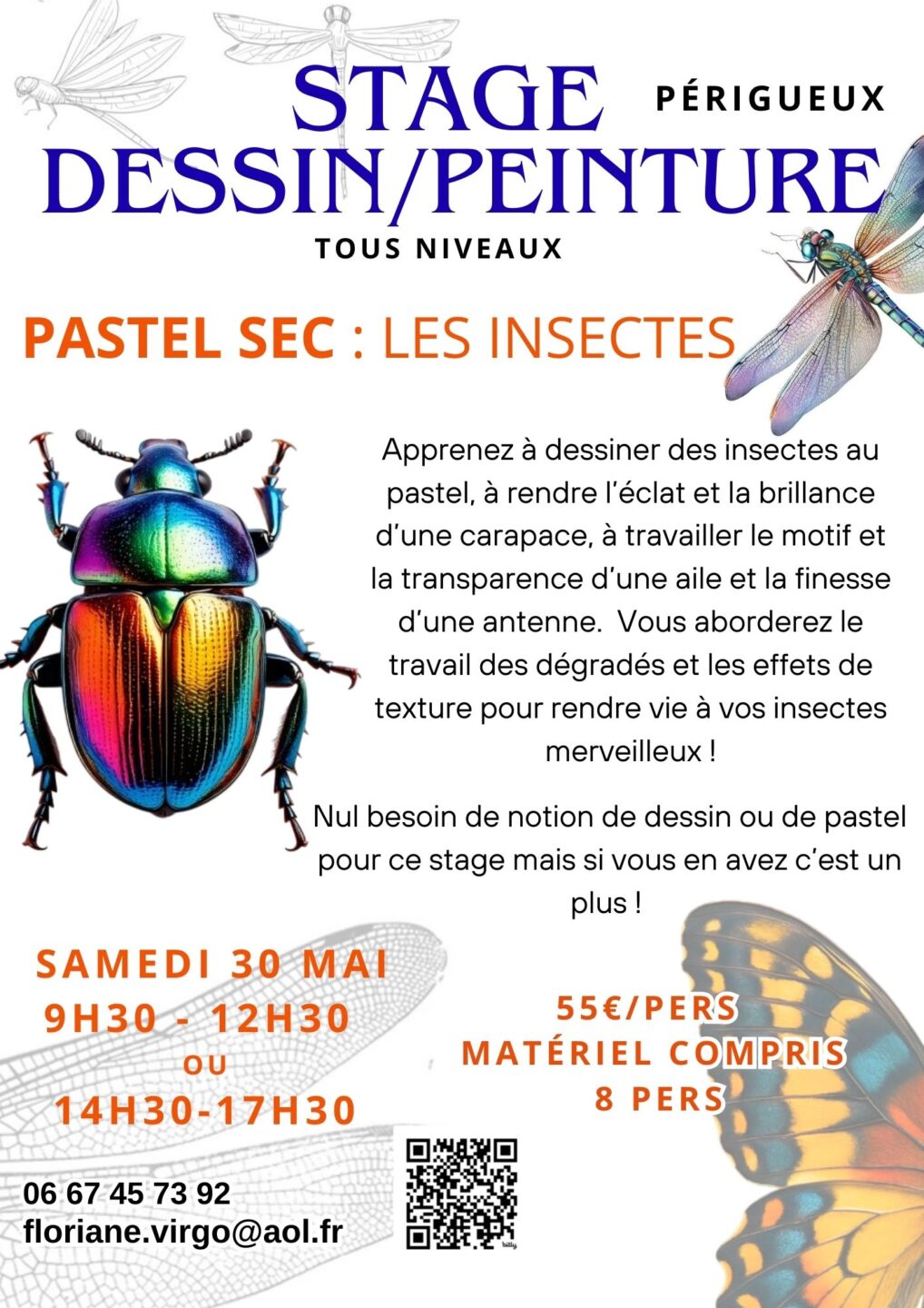 Stage dessin-peinture Pastel sec Les insectes 10 Rue Arago Périgueux 2026-05-30