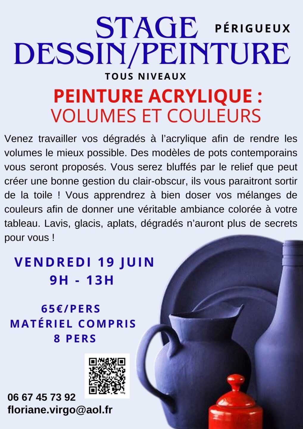 Stage dessin-peinture Volumes et Couleurs 34 rue du Président Wilson Périgueux 2026-06-19