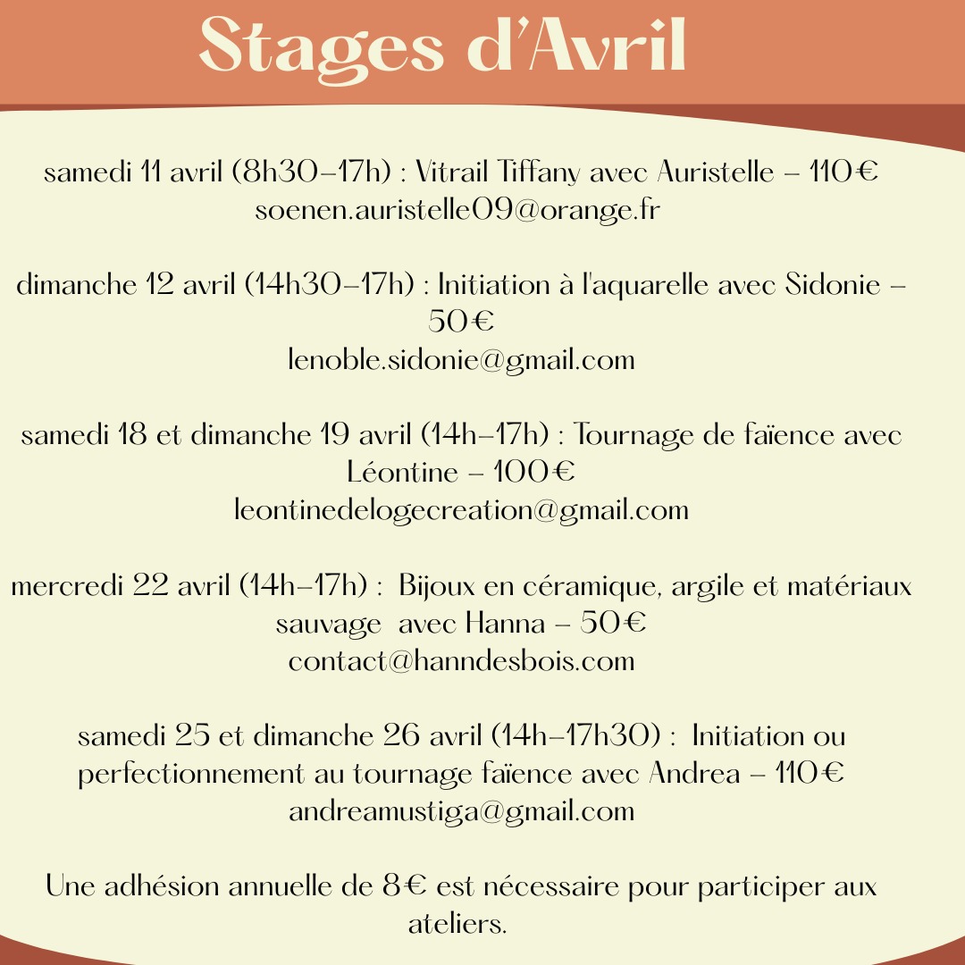 STAGES AU DIVIN BAZAR 28 Boulevard du Nord Martres-Tolosane 2026-04-11