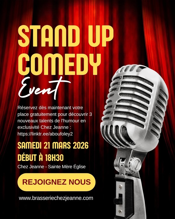 Stand up comedy Brasserie Chez Jeanne Sainte-Mère-Église 2026-03-21