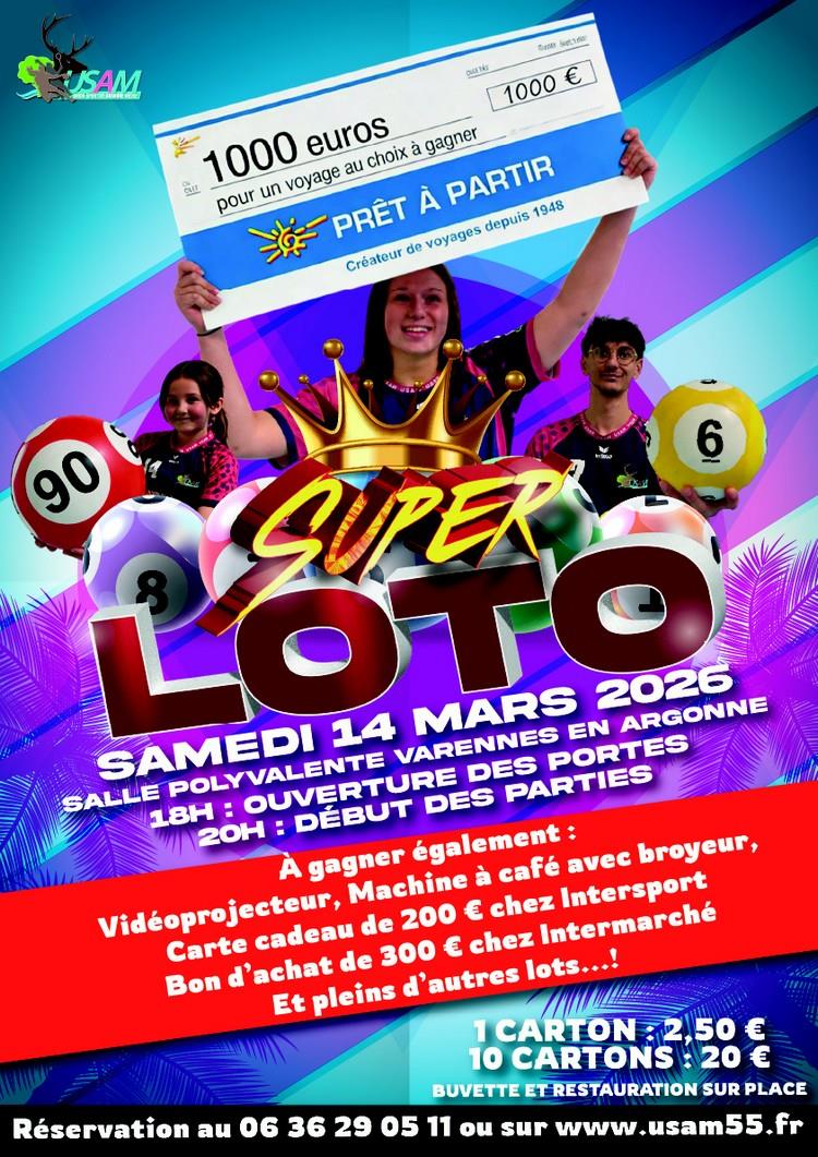 Super Loto de l'USAM Rue Tabur Varennes-en-Argonne 2026-03-14