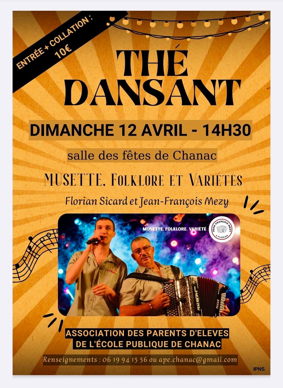 THÉ DANSANT Salle des fêtes Chanac 2026-04-12