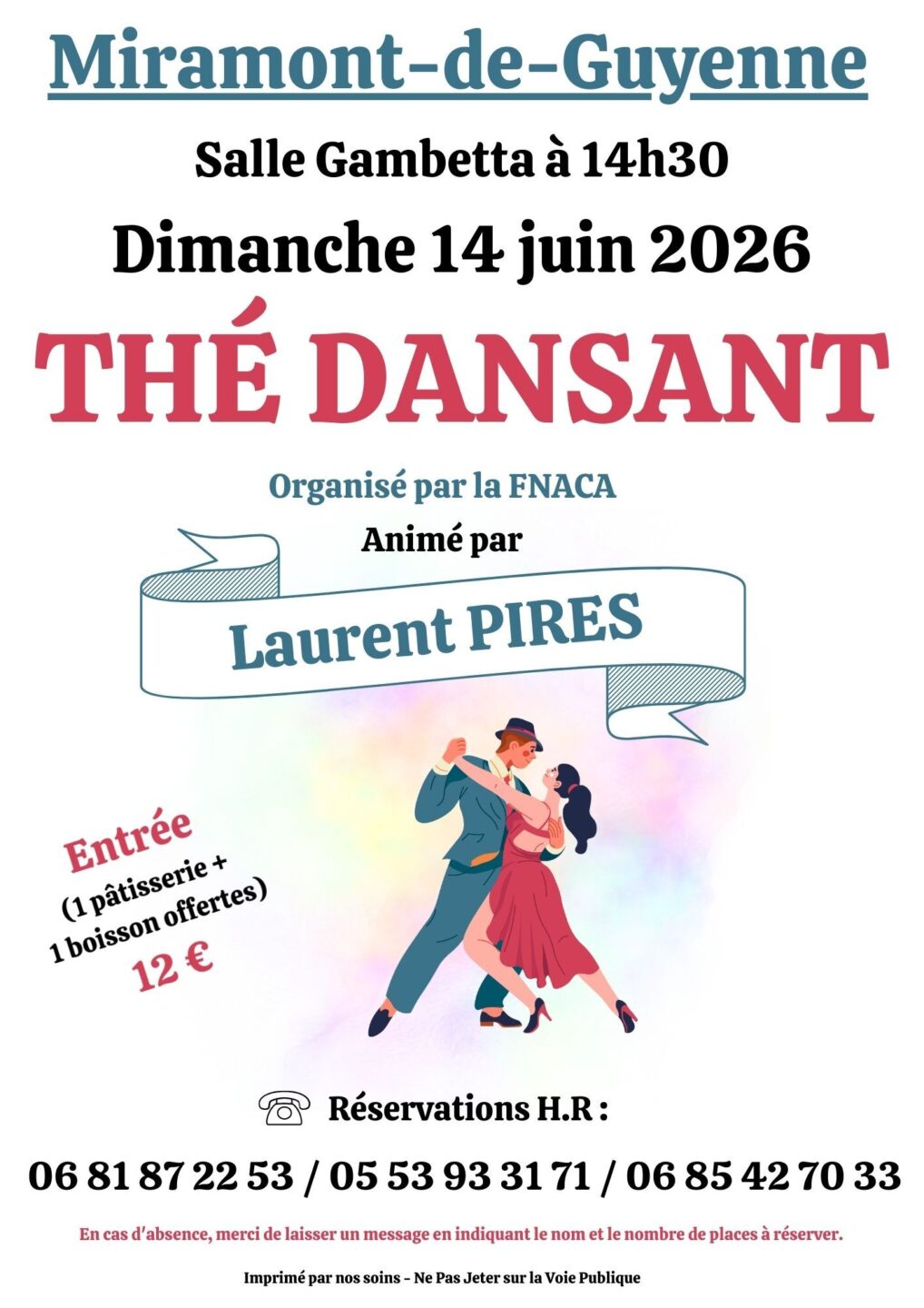 Thé Dansant de la FNACA Thé Dansant de la FNACA Boulevard Gambetta Miramont-de-Guyenne 2026-06-14