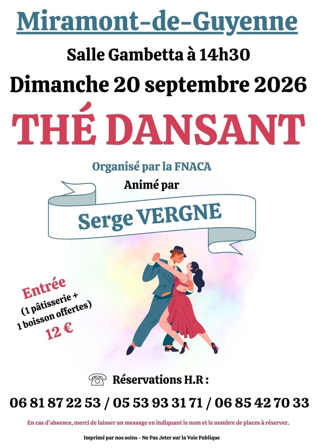 Thé Dansant de la FNACA Thé Dansant de la FNACA Boulevard Gambetta Miramont-de-Guyenne 2026-09-20