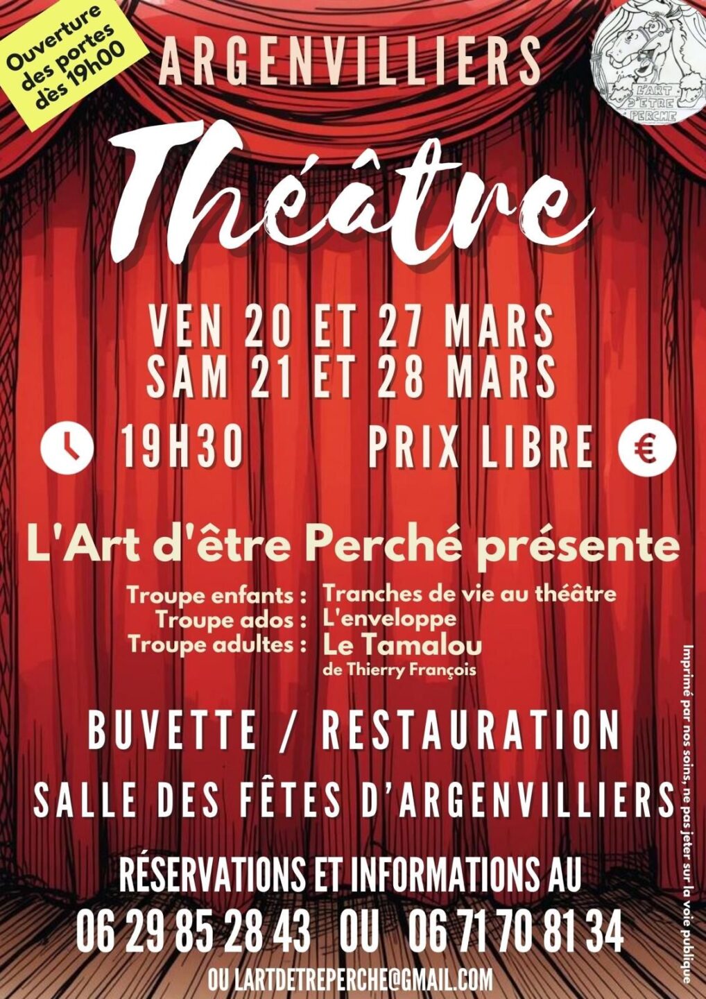 Théâtre 4 soirées au programme  Argenvilliers 2026-03-28