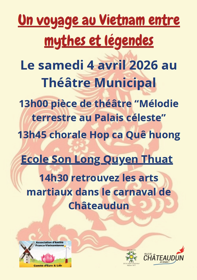 Théâtre et chorale Voyage au Vietnam entre mythes et légendes Théâtre municipal Châteaudun 2026-04-04