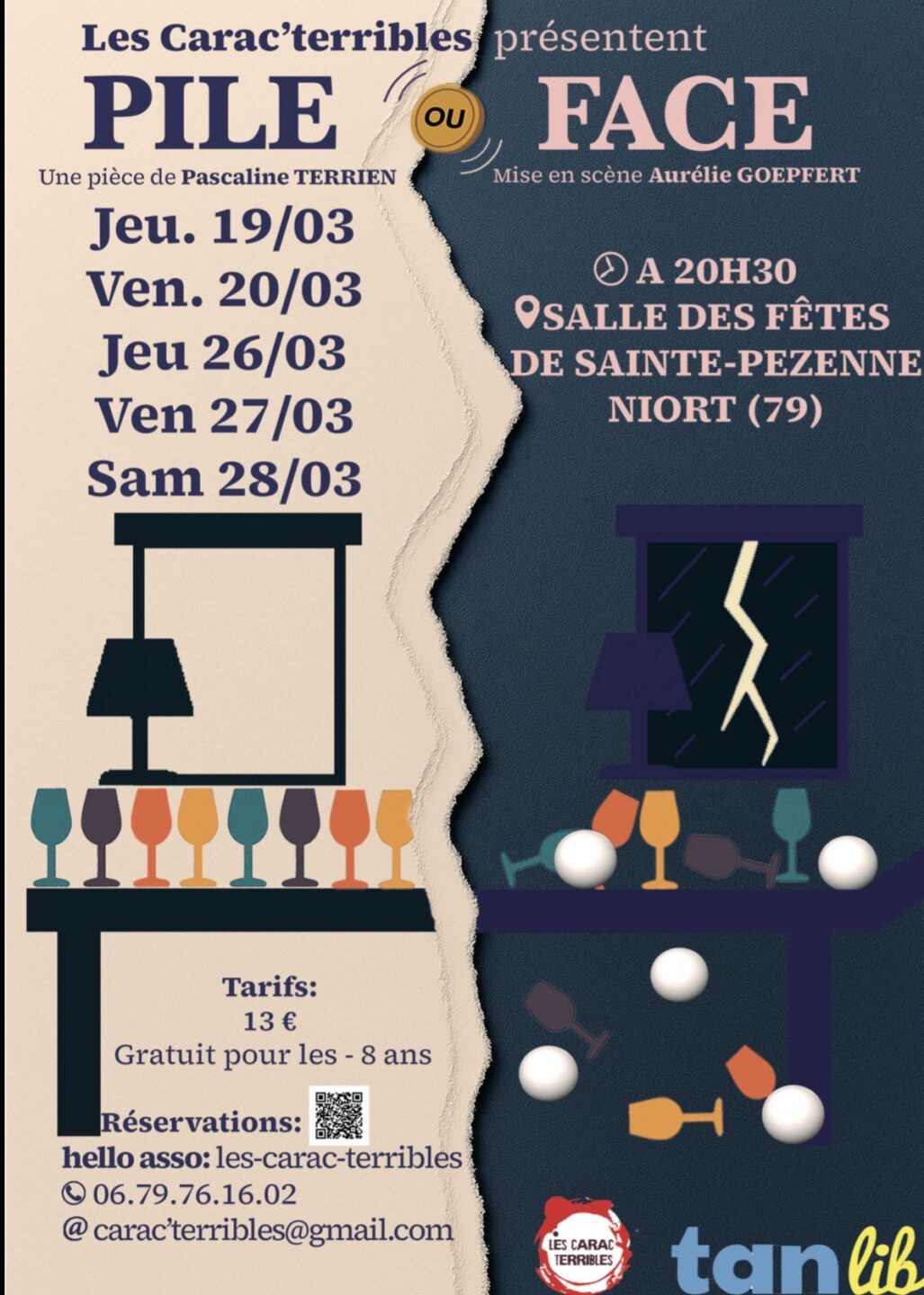 Théâtre Les Carac’terribles Pile ou Face à Sainte-Pezenne 9 Rue du Moulin d'Âne Niort 2026-03-19