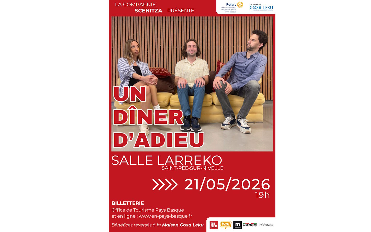Théâtre Un dîner d'adieu par la compagnie Scenitza 2 Place Xan Ithourria Saint-Pée-sur-Nivelle 2026-05-21