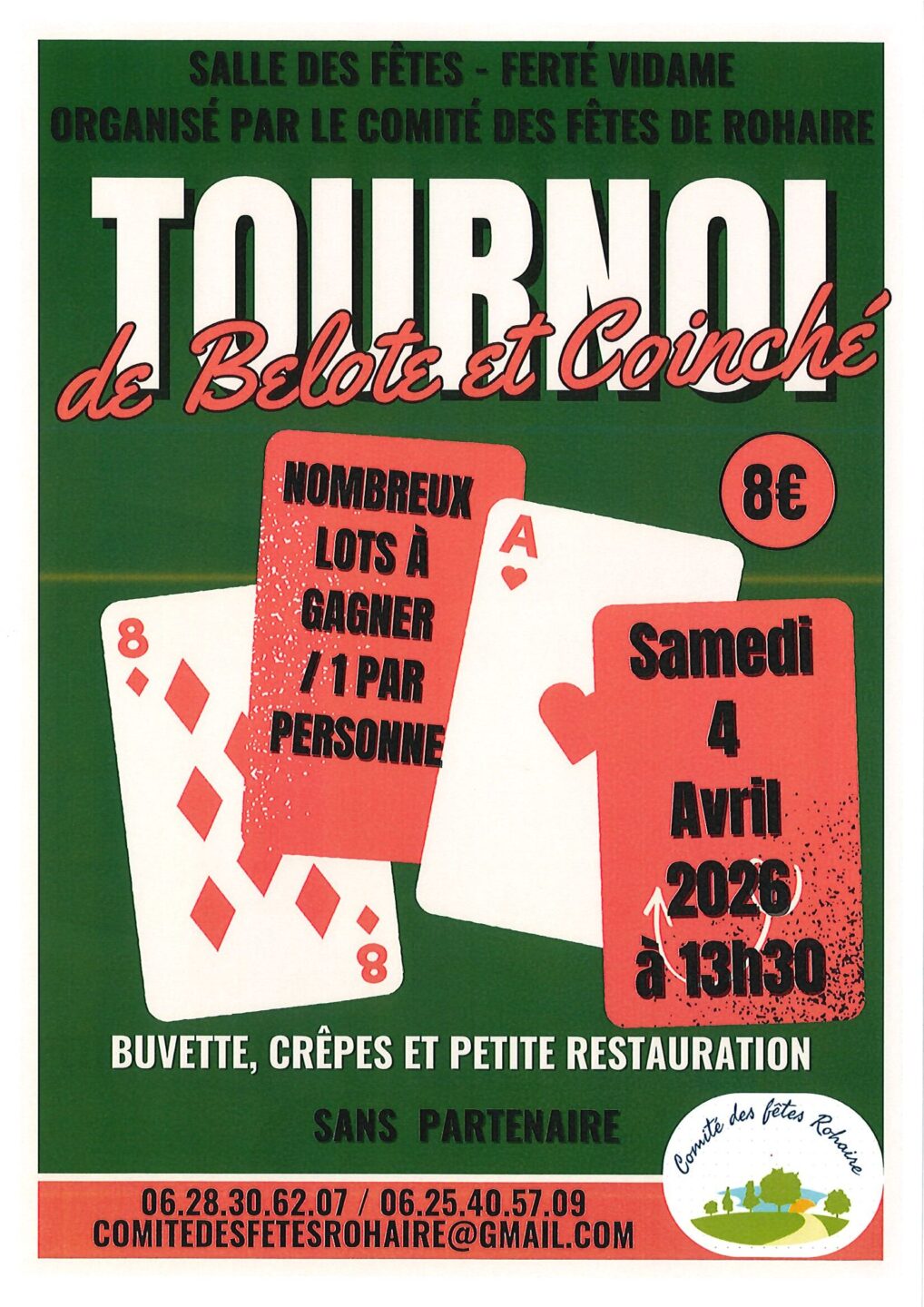 Tournoi de Belotte et Coinché Place des Deux Compères La Ferté-Vidame 2026-04-04