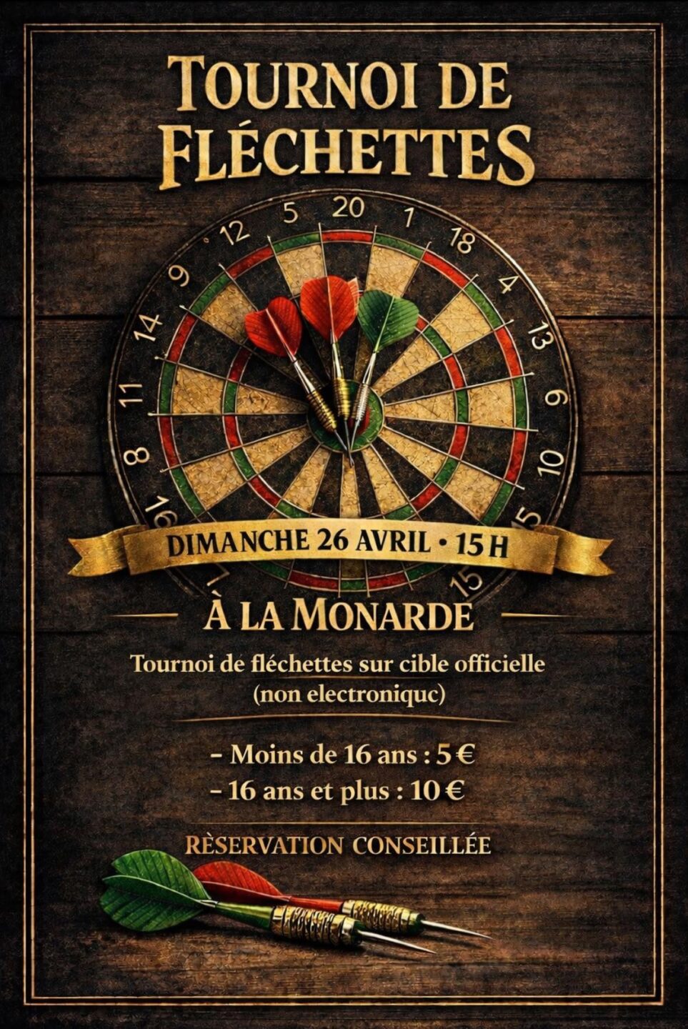 Tournoi de fléchettes à La Monarde 2 rue Georges Bordes Treignac 2026-04-26