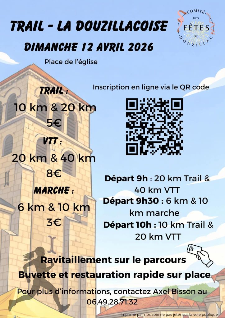 Trail La Douzillacoise randonnées Place de l'église Douzillac 2026-04-12