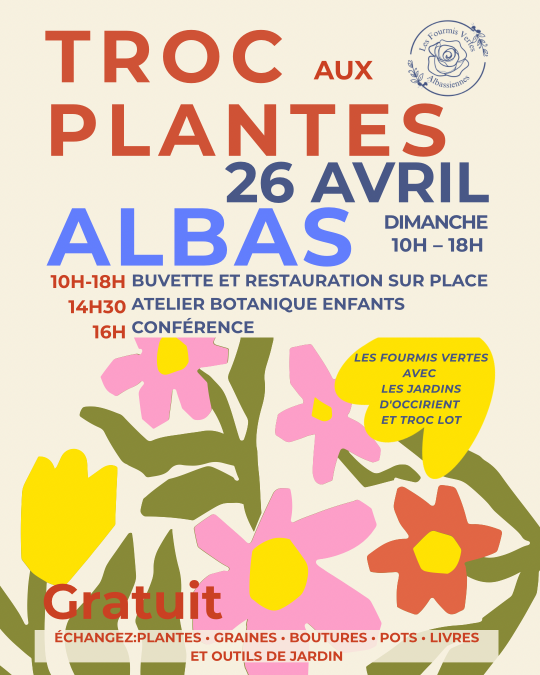 Troc aux plantes organisé par les Fourmis Vertes Albassiennes  Albas 2026-04-26