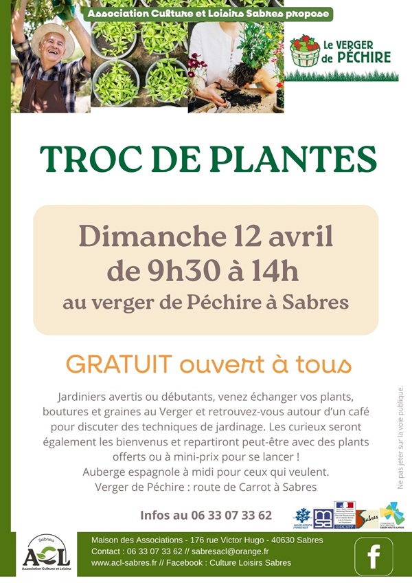 Troc de plantes Verger de Péchire Sabres 2026-04-12