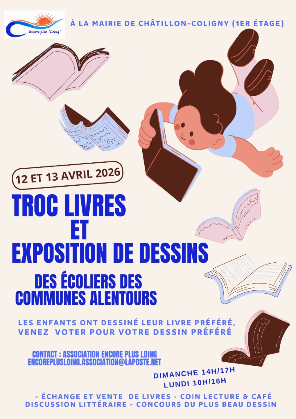 Troc livres et exposition de dessins  Châtillon-Coligny 2026-04-12
