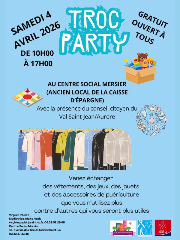 Troc party 45 Avenue des Tilleuls Saint-Lô 2026-04-04