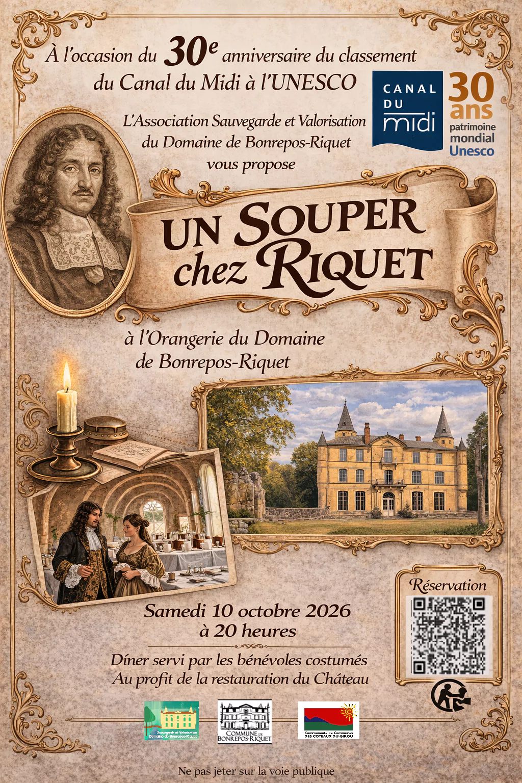 UN SOUPER CHEZ RIQUET 30 ANS UNESCO-CANAL DU MIDI ORANGERIE DU CHATEAU DE BONREPOS-RIQUET Bonrepos-Riquet 2026-10-10