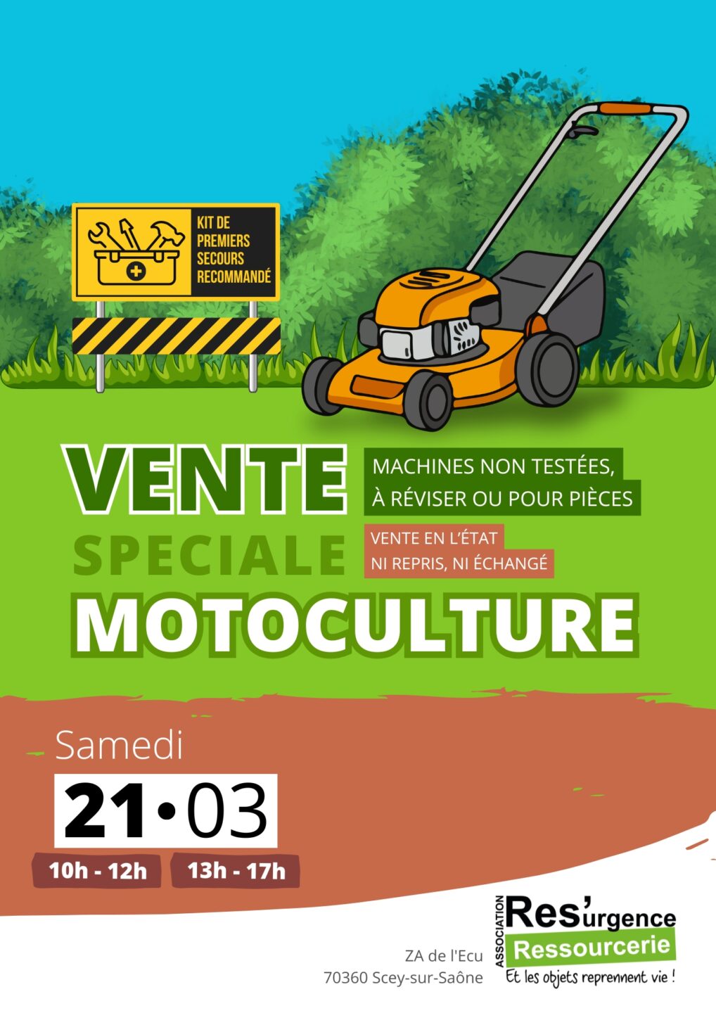Vente spéciale motoculture Ressourcerie Res'urgence Scey-sur-Saône-et-Saint-Albin 2026-03-21